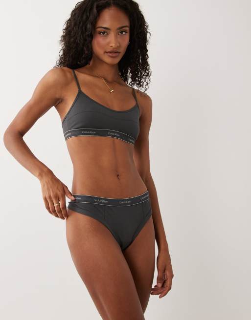 Calvin Klein – Heritage – Tanga aus Baumwolle in Anthrazit, 1 von 4