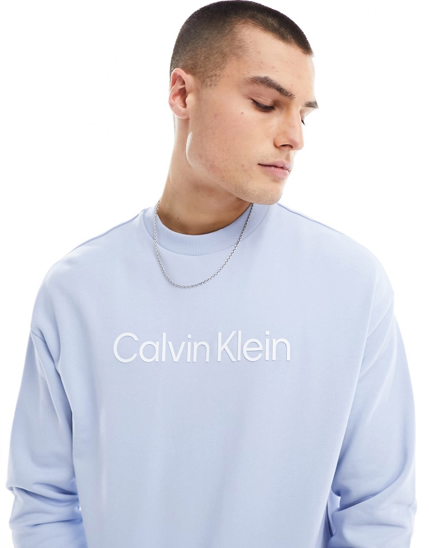 calvin klein - hero - felpa confortevole blu con logo