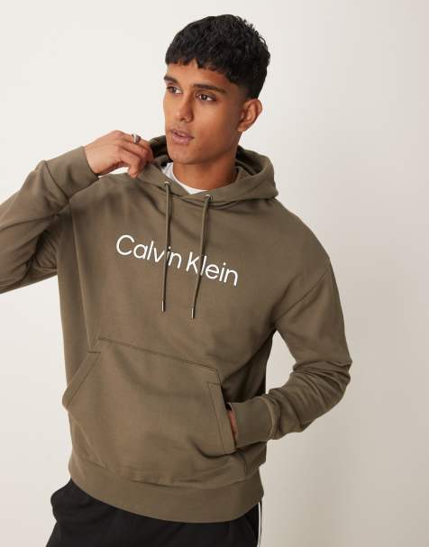 Calvin Klein - Hero - Komfortabel og olivengrøn hættetrøje med logo - view 1
