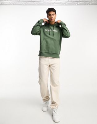 Calvin Klein hero logo comfort hoodie in khaki
