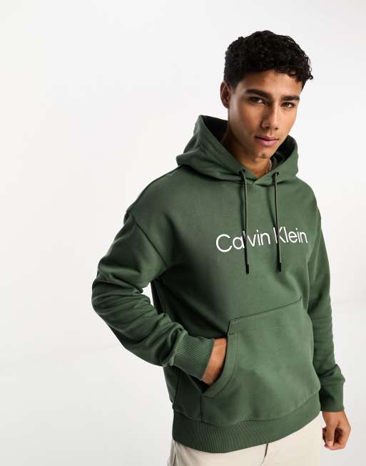 Calvin Klein hero logo comfort hoodie in khaki, 2 of 4