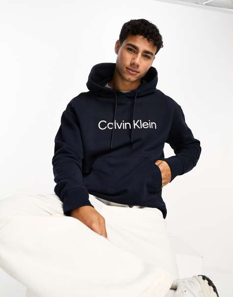 Calvin Klein Jeans unisex seasonal monogram logo regular hoodie in black