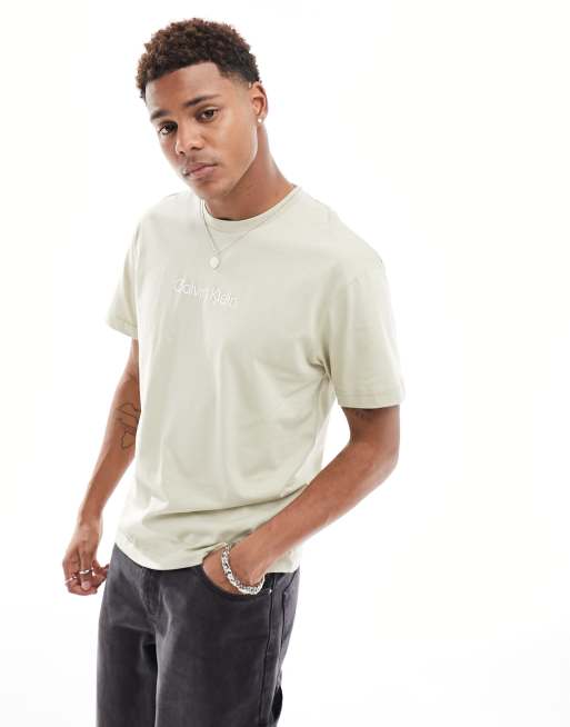 Calvin Klein hero logo comfort t-shirt in cream | ASOS