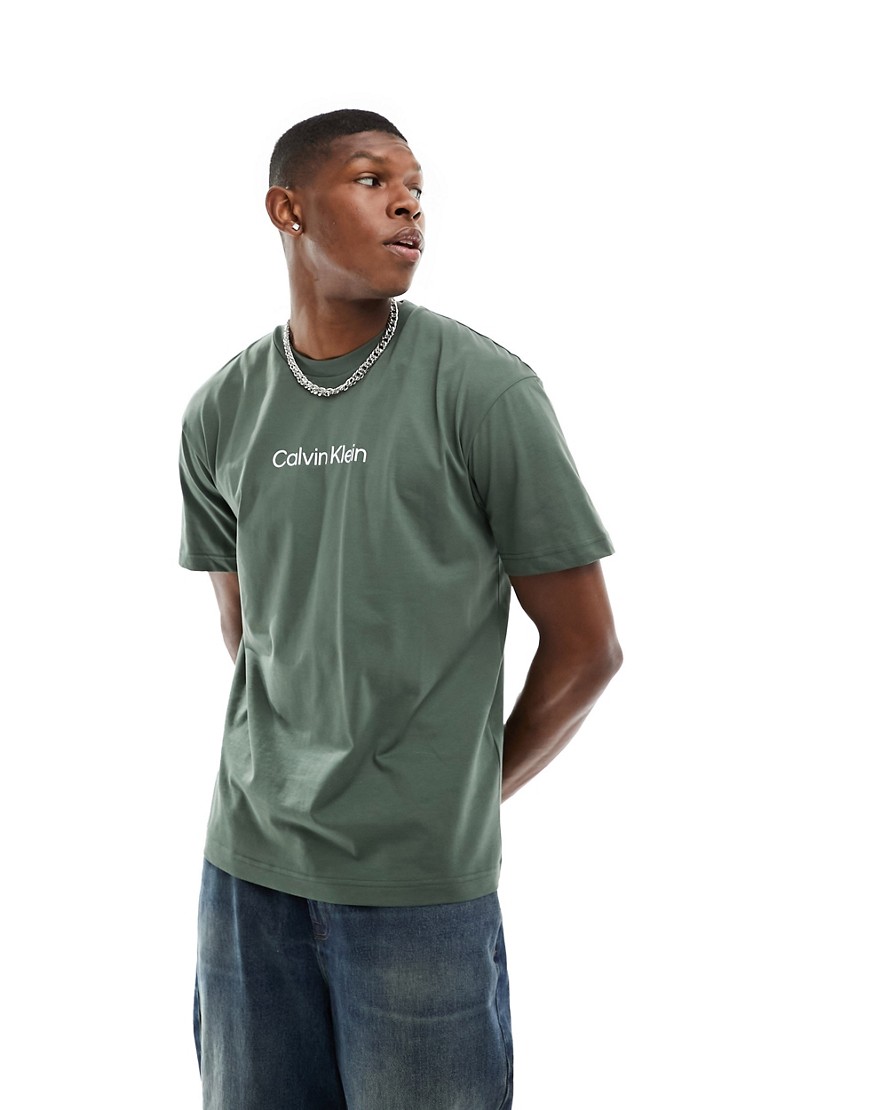Calvin Klein hero logo comfort t-shirt in dark grey-Green
