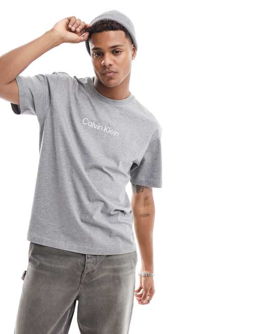 Calvin Klein Hero logo comfort t shirt in mid grey heather ASOS