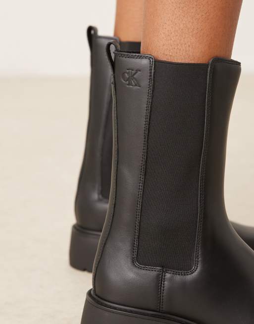 Calvin Klein high chunky Chelsea boots in black, 4 of 4