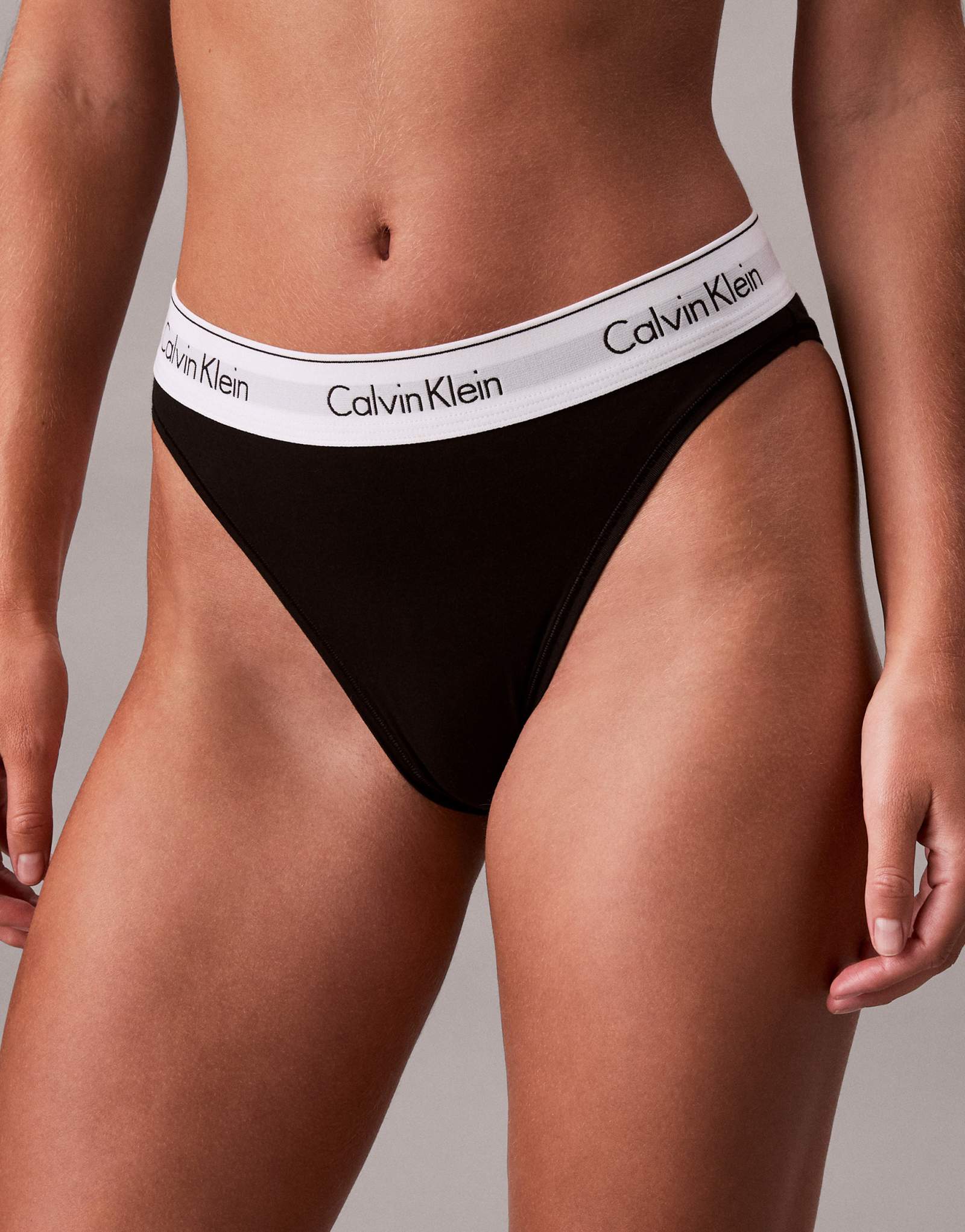 Черные трусики-бикини Calvin Klein из модала с высокими штанинами