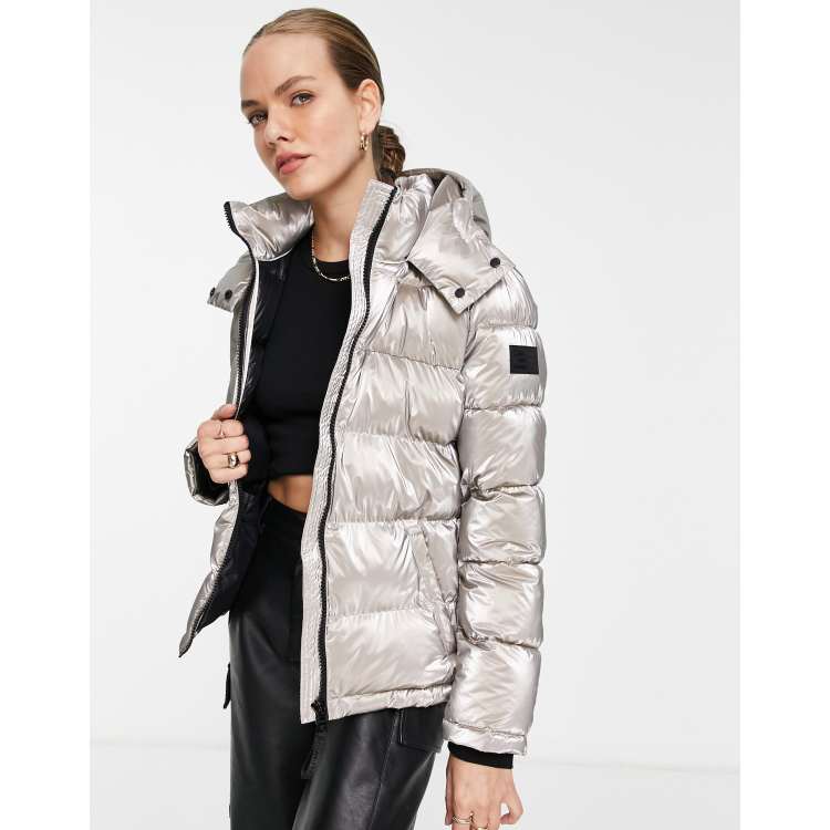 High Shine Hooded Puffer Jacket