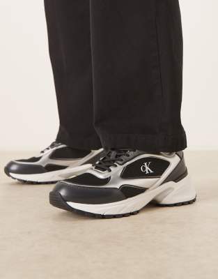  hike runner lace up mesh trainers  with silver detail