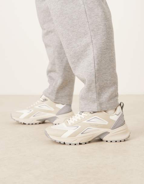 Calvin Klein hike runner trainers in off white - view 1