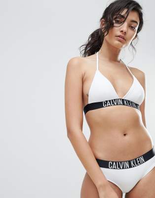 Calvin Klein Hipster Logo Bikini Bottom-white