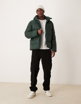 Calvin Klein hooded quilt puffer jacket in mid green - view 1