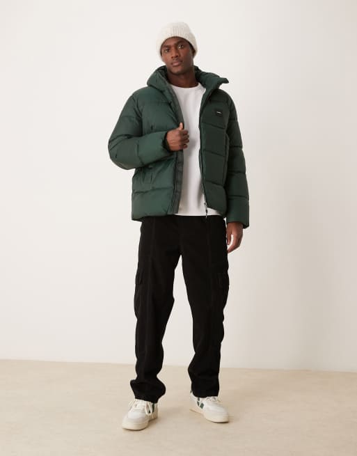 Calvin Klein hooded quilt puffer jacket in mid green