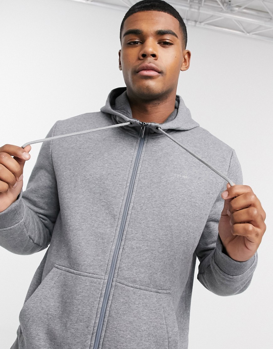 Calvin Klein hooded zip through hoodie in gray