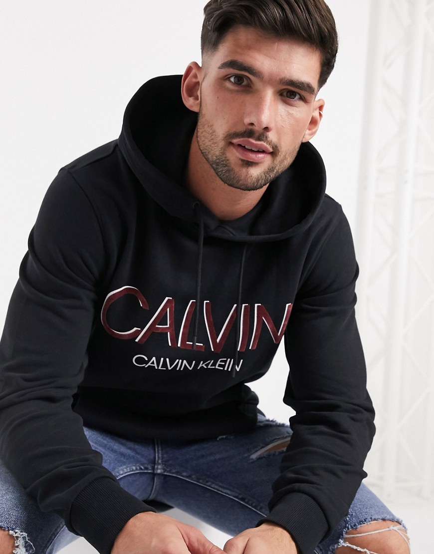 Calvin Klein - Hoodie met groot contrasterend logo in zwart