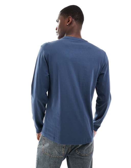 Calvin Klein horizontal logo long sleeve t-shirt in navy, 2 of 4