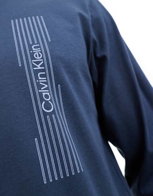 Calvin Klein horizontal logo long sleeve t-shirt in navy, 3 of 4