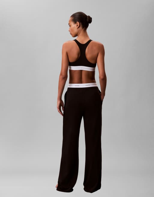 Calvin Klein – Hose aus Jersey in Schwarz mit Bund, 3 von 4