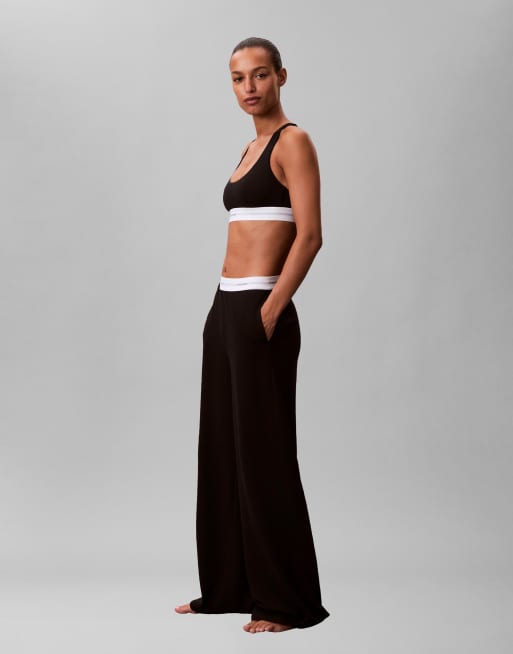 Calvin Klein – Hose aus Jersey in Schwarz mit Bund, 4 von 4