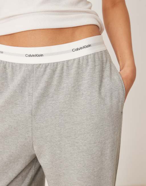 Calvin Klein – Hose in Grau mit Logobund, 3 von 4
