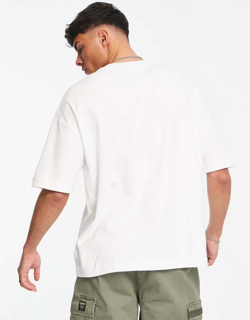 Calvin Klein - Hvid firkantet T-shirt med print, 4 af 4