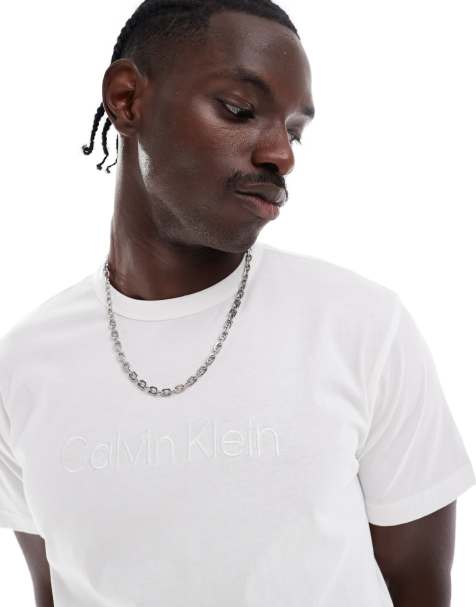 Calvin Klein - Hvid lounge-T-shirt med broderet logo i bomuld - view 1