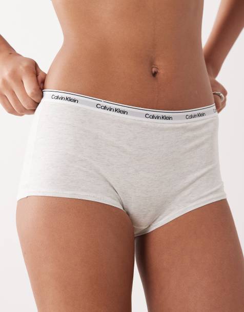 Calvin Klein - Hvide boyshorts med logo-taljebånd - view 1