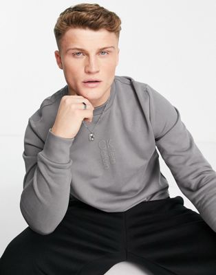 Calvin Klein hybrid logo sweatshirt in charcoal grey