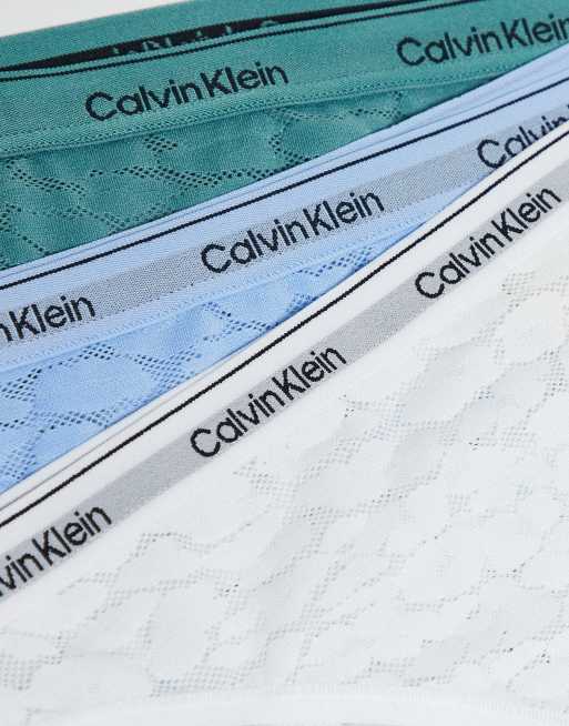 Calvin Klein – Icon – 3er-Pack Bikinislips in Türkis, Babyblau und Weiß mit Spitze und Markenzeichen, 2 von 3