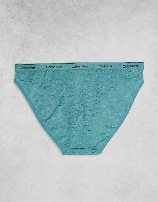 Calvin Klein – Icon – 3er-Pack Bikinislips in Türkis, Babyblau und Weiß mit Spitze und Markenzeichen, 3 von 3