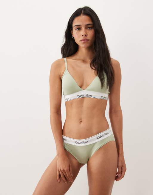 Calvin Klein Icon Baumwoll-Modal leicht gefütterter Triangel-BH in zartem Mint, 4 von 4