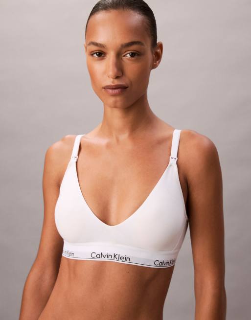 Calvin Klein Icon Baumwoll-Modal Umstands-Triangel-Bralette in Weiß, 3 von 4