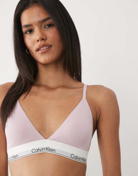 Calvin Klein Icon bomull modal lätt fodrad trekantsbehå i ljusrosa - view 1