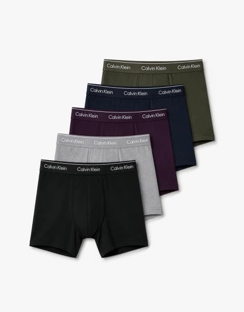 Calvin Klein Icon bomullsstretch 5-pack boxerkalsonger i khaki/navy/lila/grå/svart - view 1