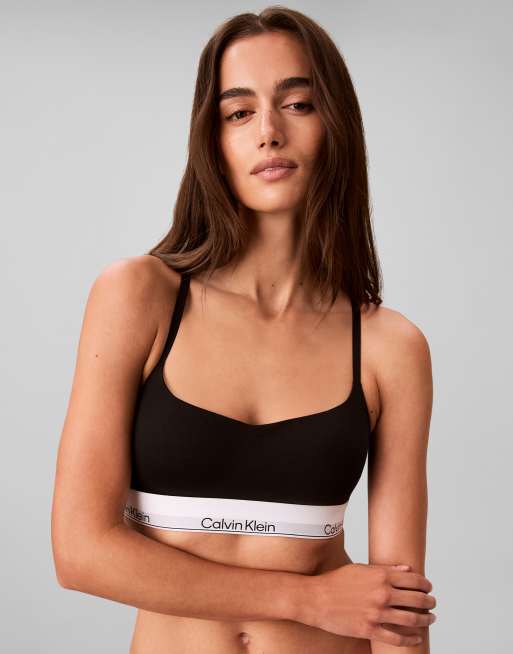 Calvin Klein – Icon Cotton Modal – Czarny zestaw: biustonosz push-up z trójkątnymi miseczkami i figi, 3 z 3