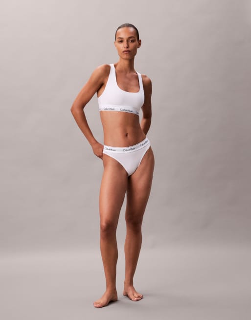 Calvin Klein Icon bralette à col rond en coton modal blanc, 3 de 4