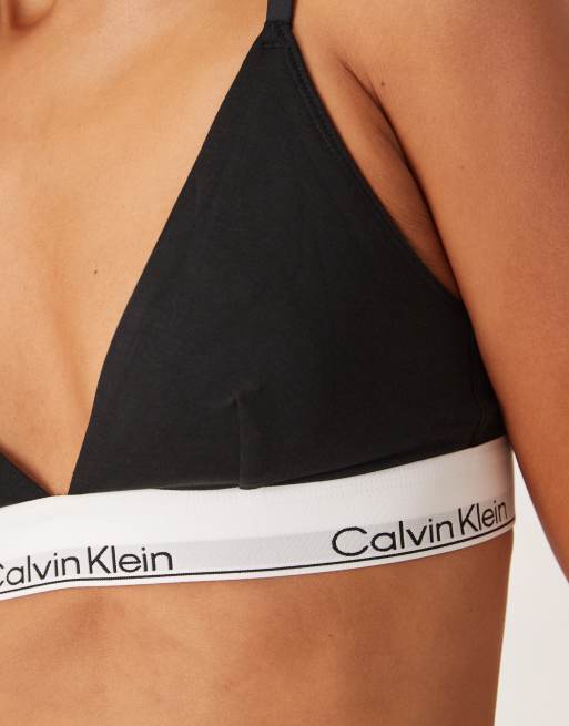 Calvin Klein Icon Bralette aus Baumwoll-Modal mit unterlegtem Dreieck in Schwarz, 3 von 4