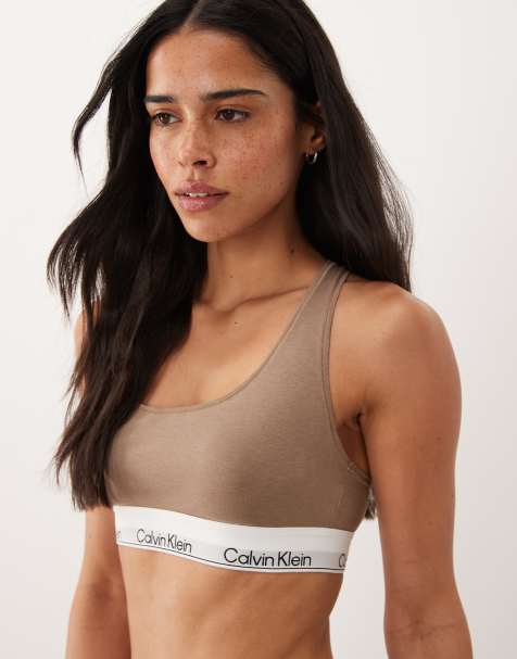 Calvin Klein Icon bralette i bomuld og modal uden foring i brun - view 1