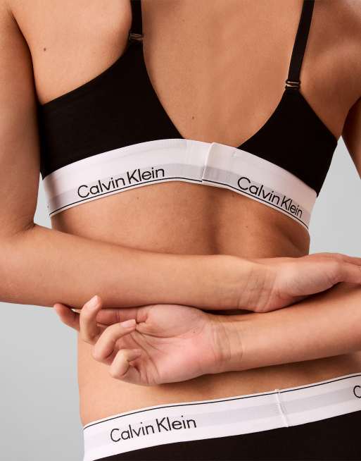 Calvin Klein Icon bralette i bomuldsmodal med let for i sort, 4 af 4