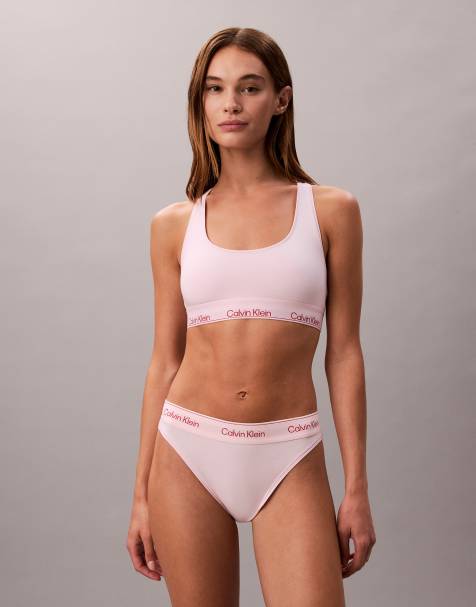 Calvin Klein - Icon - Co-ord set van liftende bralette en string van katoen en modal in lichtroze - view 1