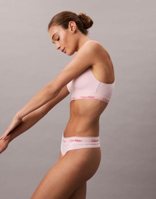 Calvin Klein - Icon - Co-ord set van liftende bralette en string van katoen en modal in lichtroze