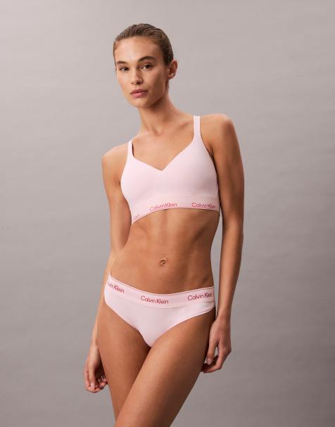Calvin Klein - Icon - Co-ord set van liftende bralette en string van katoen en modal in lichtroze - view 1