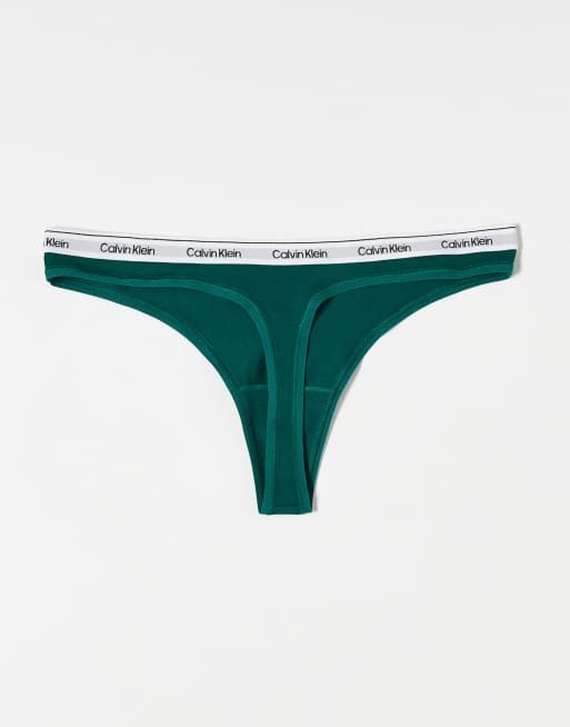 Calvin Klein - Icon - Confezione da 3 perizomi nero/grigio/verde con logo, 3 di 3