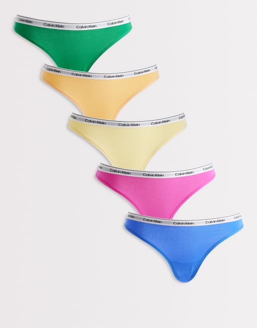 Calvin Klein - Icon - Confezione da 5 slip bikini multicolore con logo