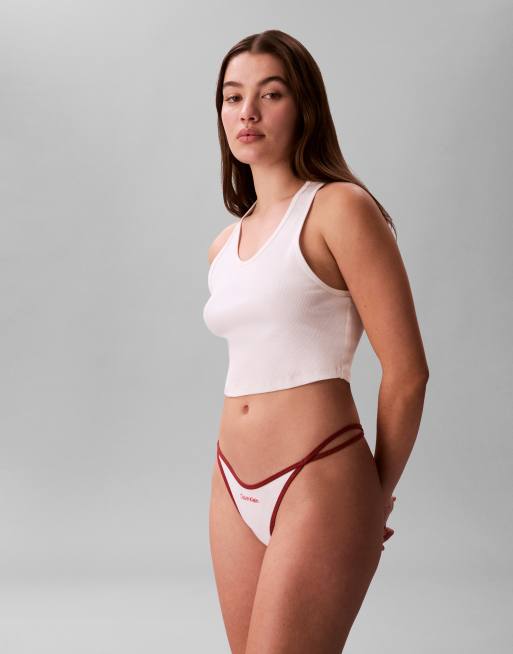 Calvin Klein Icon Cotton Lite string thong in white, 3 of 3