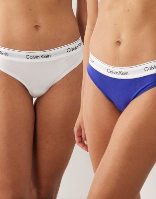 Calvin Klein Icon Cotton Modal 2 Pack Thongs In Multi