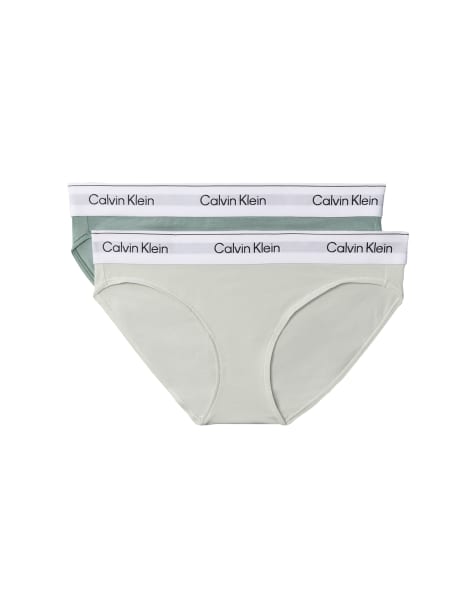 Calvin Klein Icon Cotton Modal bikini briefs 2pk in green/light green - view 1