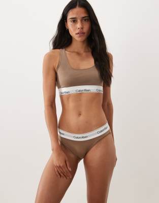 Calvin Klein Icon Cotton Modal Bikini Briefs In Brown