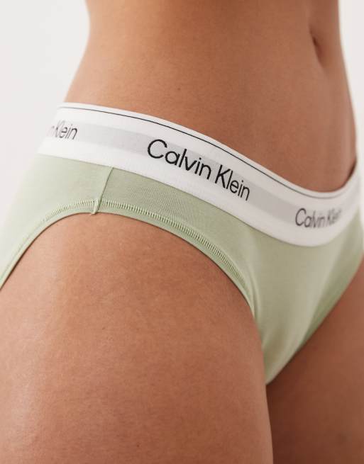 Calvin Klein Icon cotton modal bikini briefs in pistachio green, 4 of 4