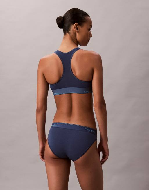 Calvin Klein Icon Cotton Modal bralette in dark blue ASOS